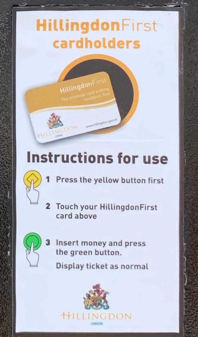 Hillingdon first card usage instructions