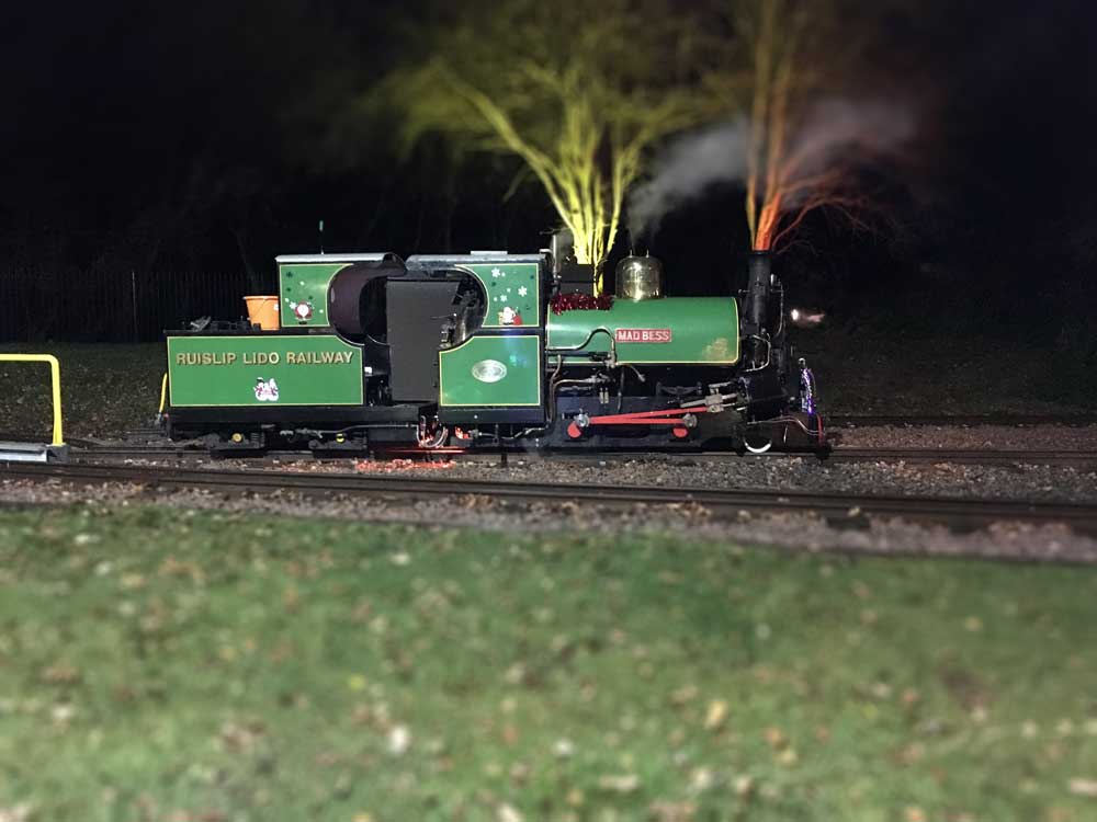 Mad Bess Green Miniature Steam Engine ready for Christmas Railway